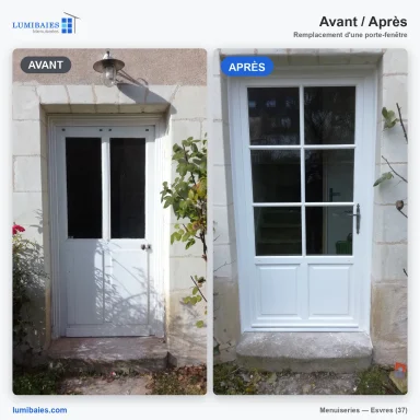 Photo avant après porte en bois 